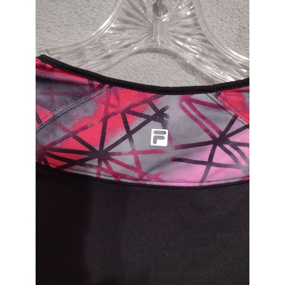 FILO Athletic Tee Women's Small Stretchy 1/4 Zip Black Red Pink Geometric Print - Picture 3 of 11